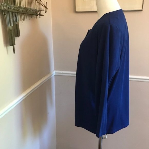 Quacker Factory Royal Blue Cardigan - Rhinestone Buttons Size Large NW0T - Picture 6 of 9